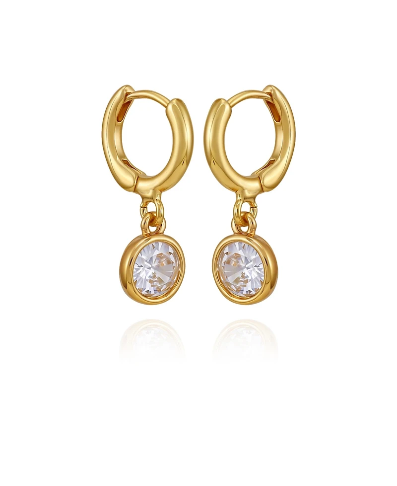 Vince Camuto Gold Tone Cubic Zirconia Drop Huggie Hoop Earrings