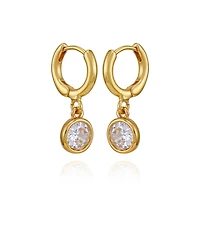 Vince Camuto Gold Tone Cubic Zirconia Drop Huggie Hoop Earrings