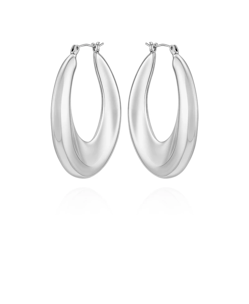 Vince Camuto Silver Tone Bold Oval Hoop Earrings
