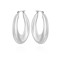 Vince Camuto Silver Tone Bold Oval Hoop Earrings