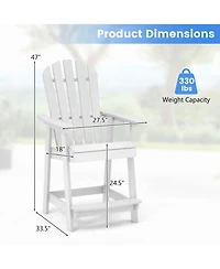 Gymax Tall Bar Stool Hdpe Chair w/ Armrest Footrest Home Indoor Outdoor Patio