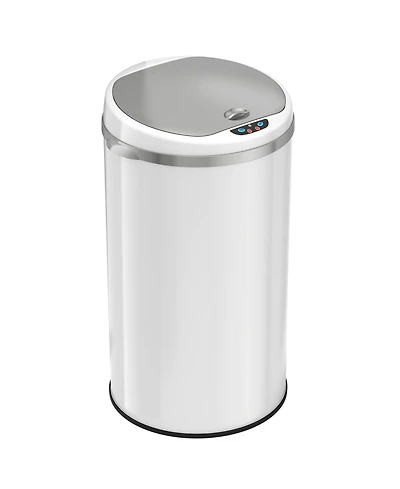 8 Gallon / 30 Liter White Stainless Steel Sensor Kitchen Trash Can with Odor Filter
