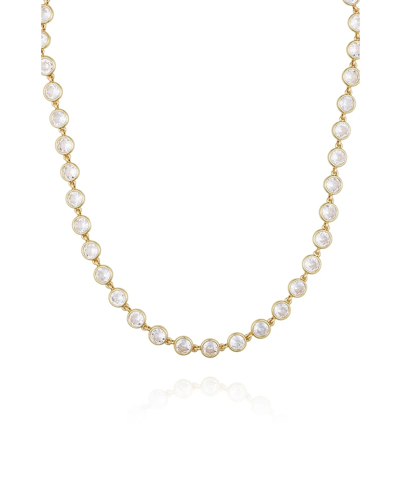 Vince Camuto Gold Tone Cubic Zirconia Bezel Necklace