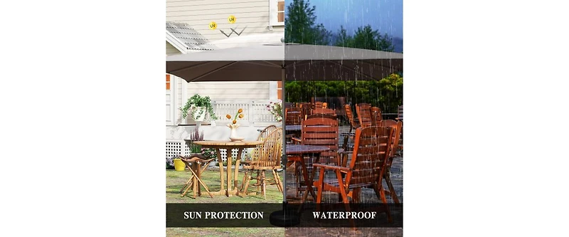 9 foot outdoor patio umbrella with button tilt and crank, Outdoor patio/market table umbrella Uv protected and waterproof
