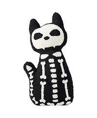 Glitzhome Halloween Hooked Skeleton Cat Shaped Decorative Pillow, 9" x 4"