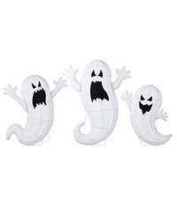Glitzhome Lighted Halloween Ghosts Family Outdoor Decor with Warm White Led Lights, Set of 3