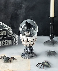 Glitzhome 7.25" Halloween Resin Stacked Skull Water Globe