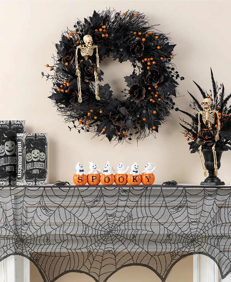 Glitzhome 4.5" Halloween Polyresin Spooky Ghost Pumpkin Table Decor