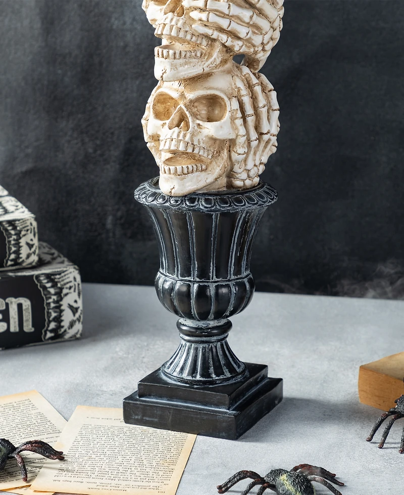Glitzhome 18" Halloween Resin Stacked Skull Table Decor