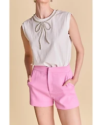 English Factory Women's Rhinestone Bow Sleeveless Top