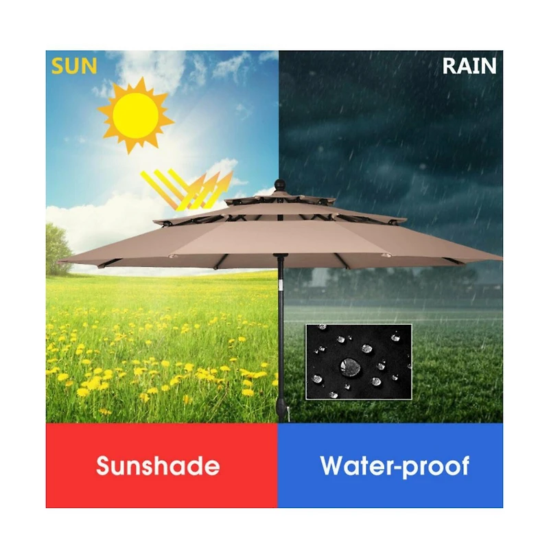 10 Feet 3 Tier Outdoor Patio Umbrella with Double Vented