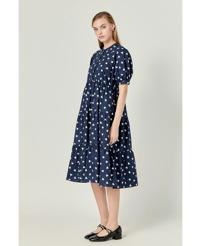 English Factory Women's Heart Printed Midi Dress