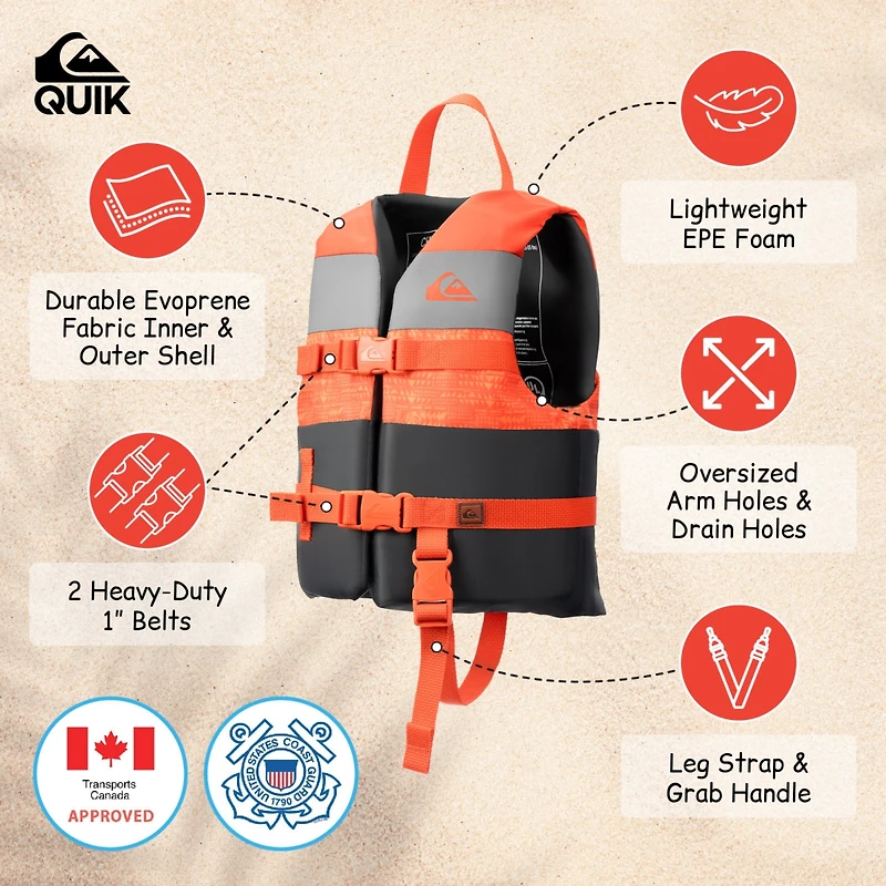 Life Vest Uscg Approved with Quick-Release Buckles for water sports