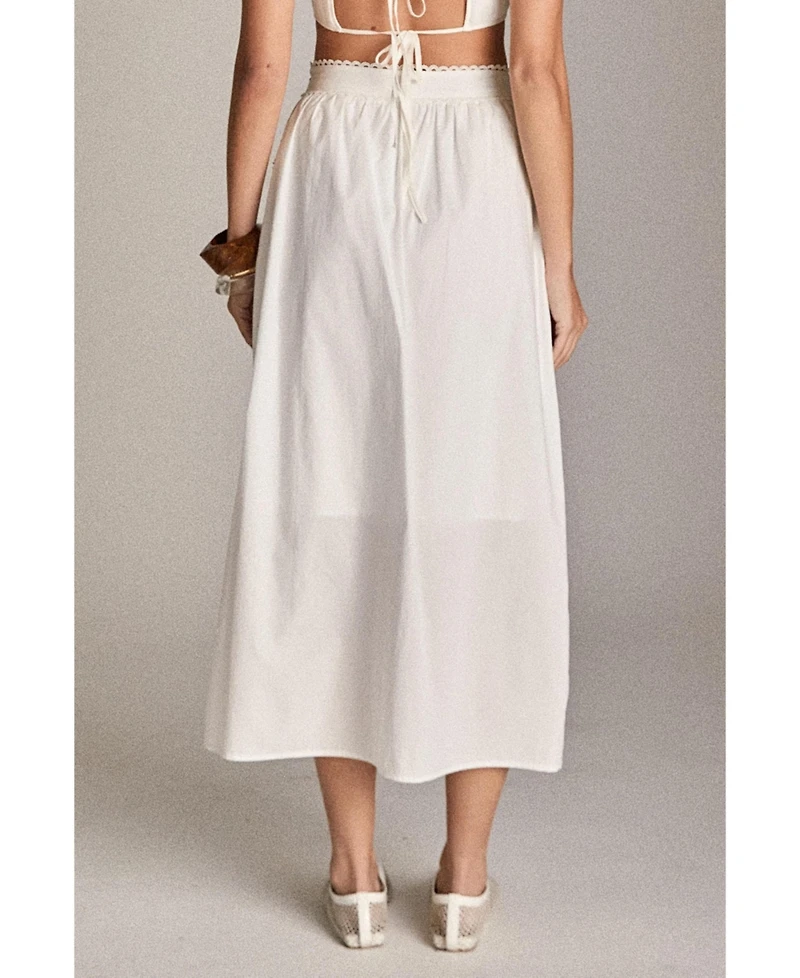 English Factory Women's Lace trimed midi skirt