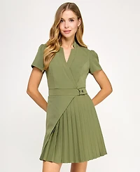 Seni & Cade Juniors' Short-Sleeve Twill Fit Flare Dress