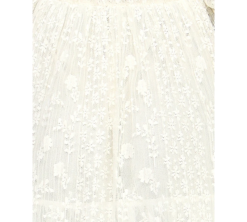 Seni & Cade Juniors' Ruffled V-Neck Lace Dress