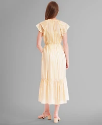 julia jordan Women's Chiffon Tie-Neck Sleeveless Maxi Dress