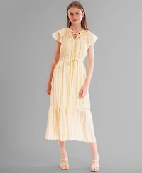 julia jordan Women's Chiffon Tie-Neck Sleeveless Maxi Dress