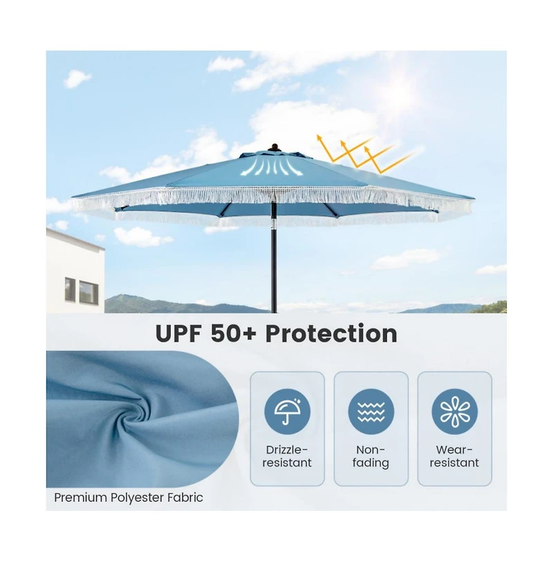 9 feet Patio Umbrella with Sun-Protective Canopy for Patio Garden Pool