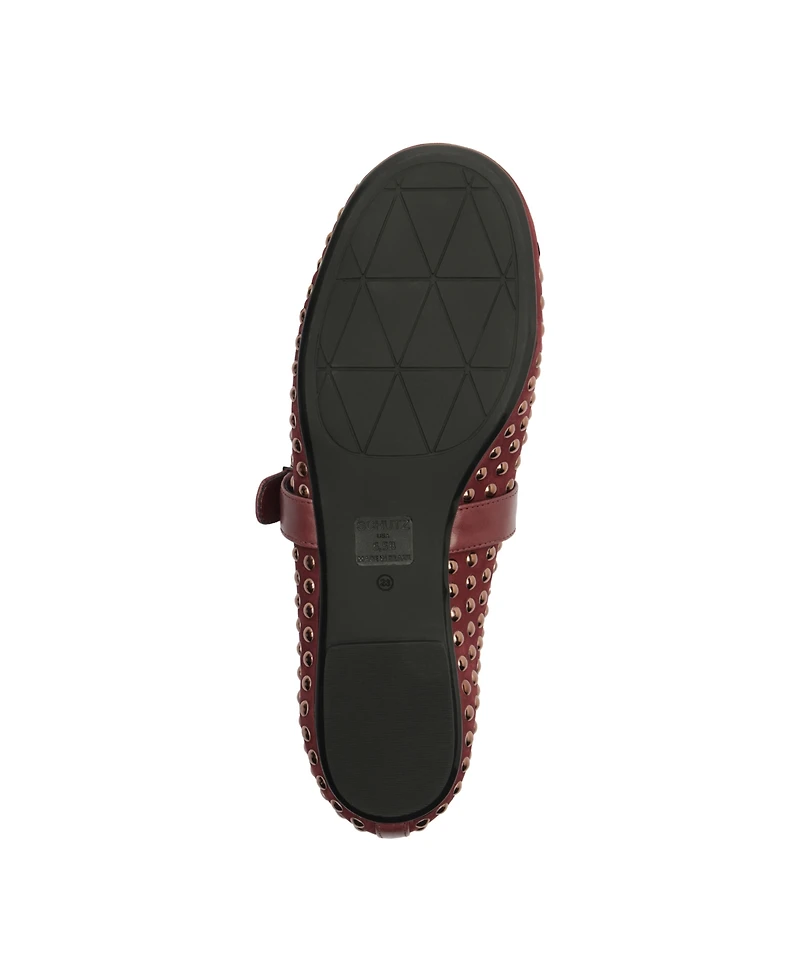 Schutz Women's Eiza Shine Studded Suede Buckle Flats