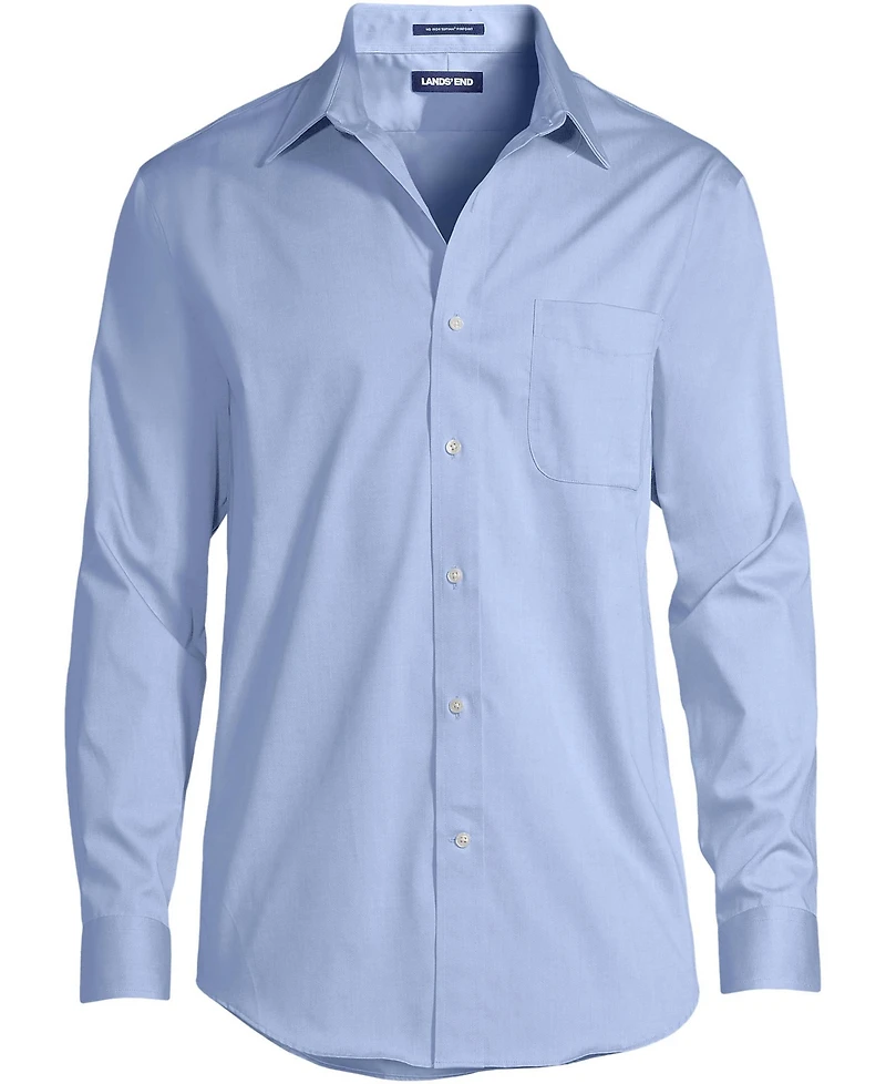 Lands' End Big & Tall Traditional Fit Solid No Iron Supima Pinpoint Straight Collar Dress Shirt