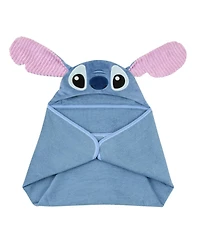Lambs & Ivy Baby Disney Stitch Luxury Blue Cotton Terry Hooded Bath Towel