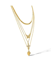 Jessica Simpson Layered Butterfly, Cross & Heart Pendant Necklace Set
