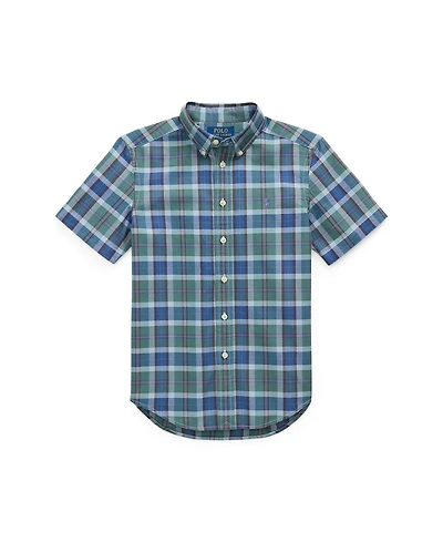 Polo Ralph Lauren Big Boys Plaid Oxford Short Sleeve Shirt
