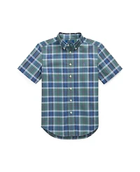 Polo Ralph Lauren Big Boys Plaid Oxford Short Sleeve Shirt