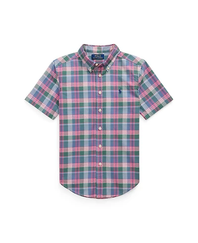 Polo Ralph Lauren Big Boys Plaid Oxford Short Sleeve Shirt