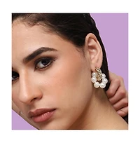 Sohi Women's White Circular Drop Earrings