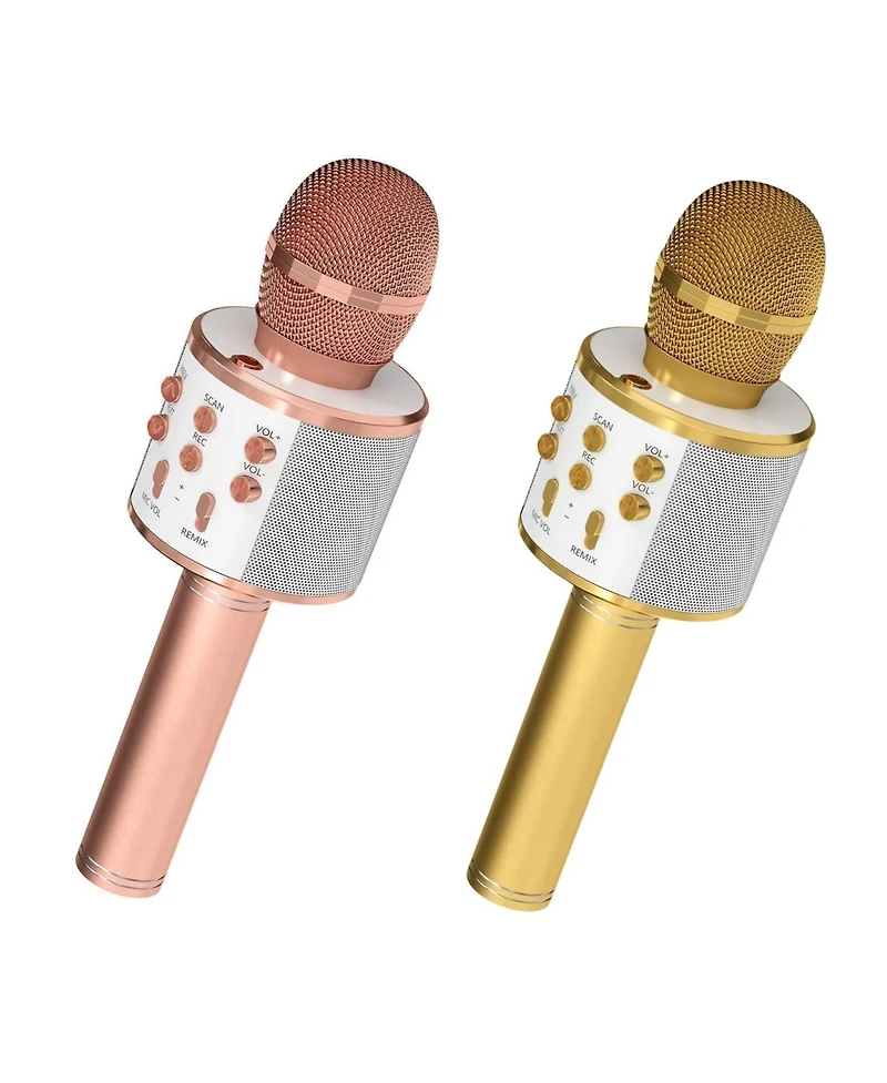 5 Core Microphone Wireless Karaoke Mic With Speaker 3 in 1 Portable Bluetooth Microfono Inalambrico - Wm Spk Copper+Gld