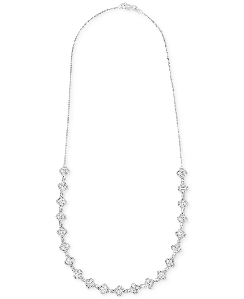 Wrapped in Love Diamond Pave Clover 18" Collar Necklace (2 ct. t.w.) in 14k White Gold, Exclusively at Macy's