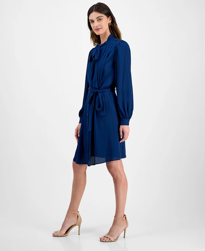 julia jordan Women's Belted Balloon-Sleeve Shirt Dress