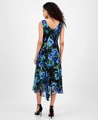 Connected Women's Handkerchief-Hem Floral-Print Dress