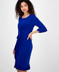 Connected Women's Bell-Sleeve Gathered-Waist Dress
