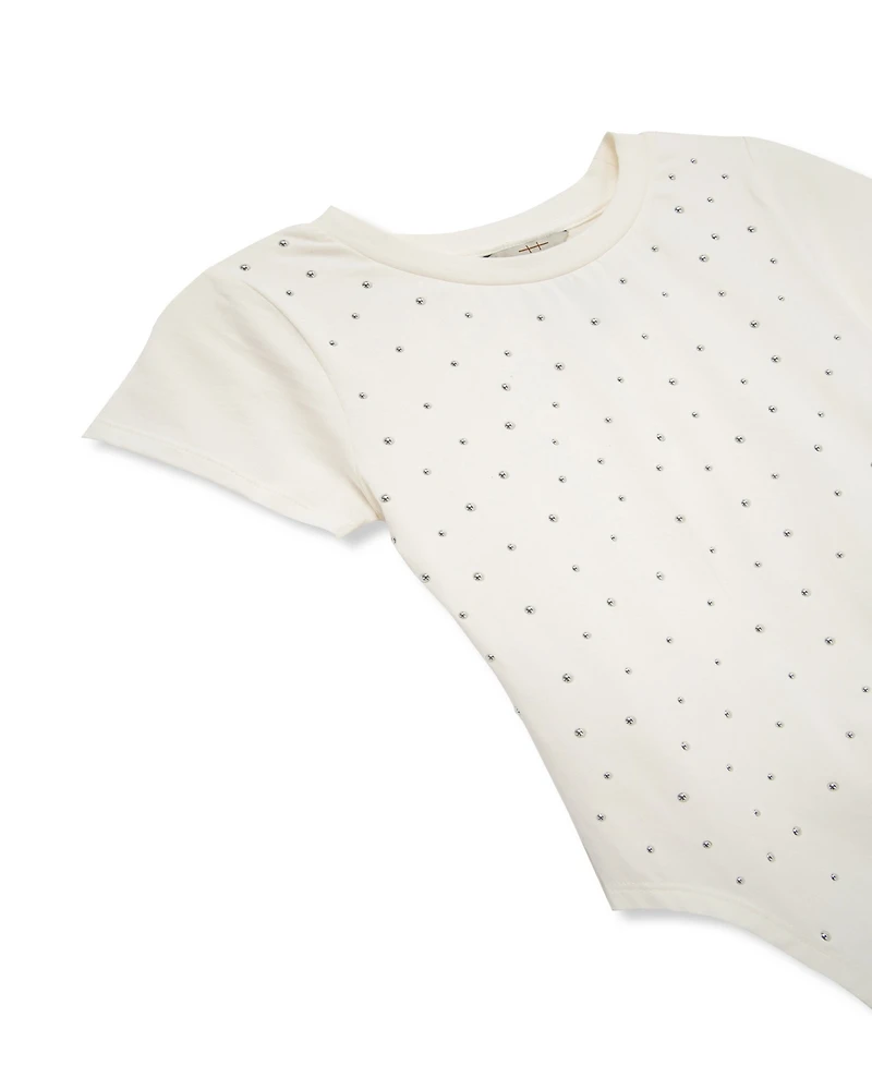 H by Habitual Big Girls Studded Asymmetrical T-Shirt