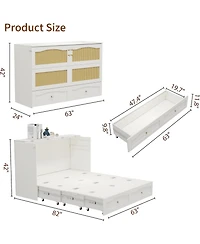 livelylodge Queen size Murphy bed cabinet with storage drawers. Ideal for guest rooms, it's a space