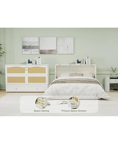livelylodge Queen size Murphy bed cabinet with storage drawers. Ideal for guest rooms, it's a space