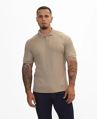 Ron Tomson Men's Fine Ribbed Fitted Polo Shirt