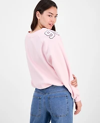 Planet Heart Juniors' Varsity Graphic Bubble-Hem Sweatshirt