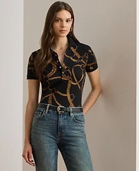 Lauren Ralph Women's Belting-Print Stretch Pique Polo Shirt