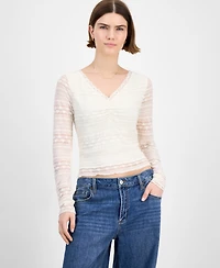 Celebrity Pink Juniors' Long-Sleeve Lace V-Neck Top
