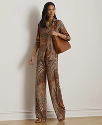 Lauren Ralph Petite Classic-Fit Paisley Crepe Shirt