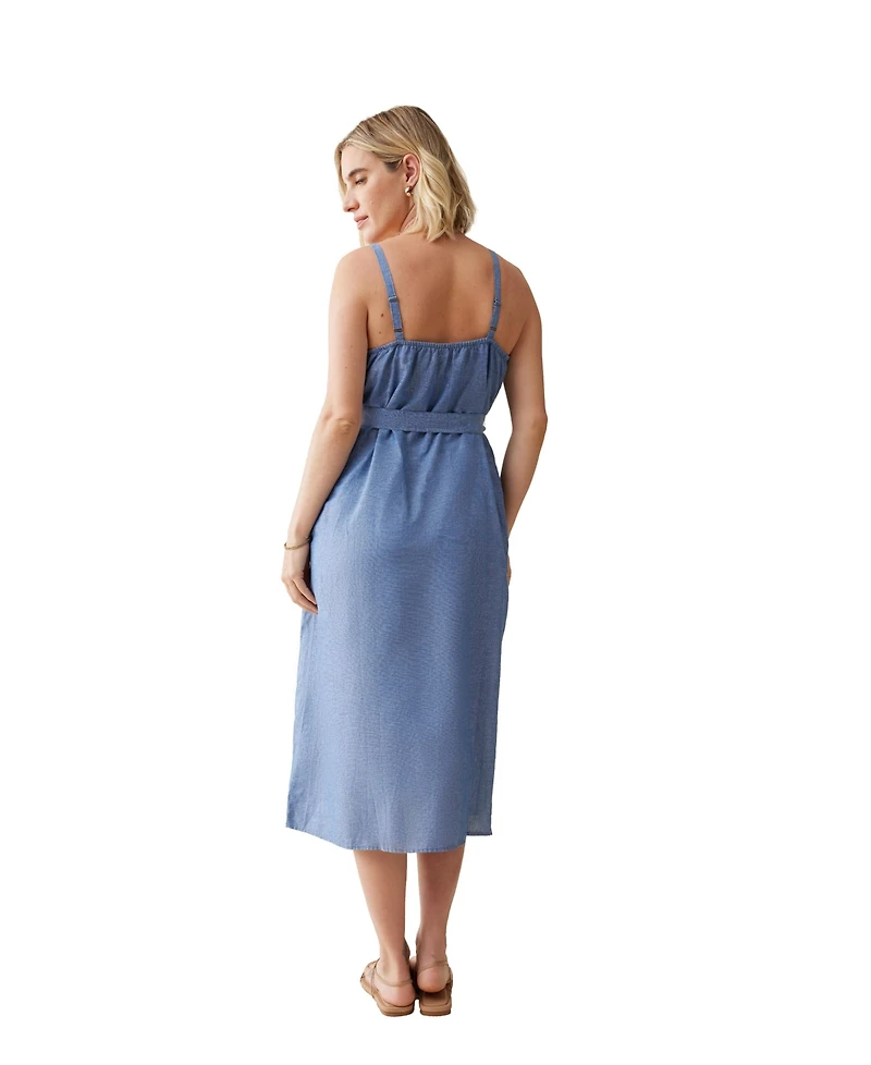 Ingrid + Isabel Maternity Chambray Button Down Midi Dress