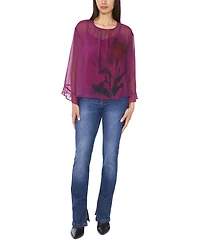 Vince Camuto Women's Chiffon Flutter-Sleeve Top