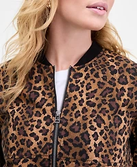 On 34th Women's Leopard Print Bubble-Hem Bomber Jacket, Macy's Exclusive