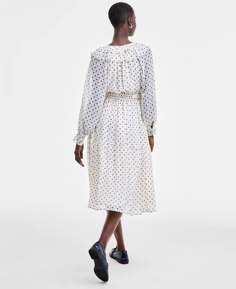On 34th Women's Printed Ruffle-Trim Long-Sleeve Midi Dress, Macy's Exclusive