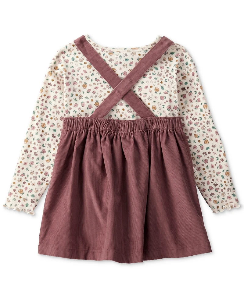 Carter's Toddler Girls Cotton Floral-Print Top & Corduroy Jumper, 2 Piece Set