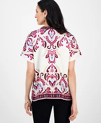 Jm Collection Petite Damask Placed-Print Blouse, Macy's Exclusive